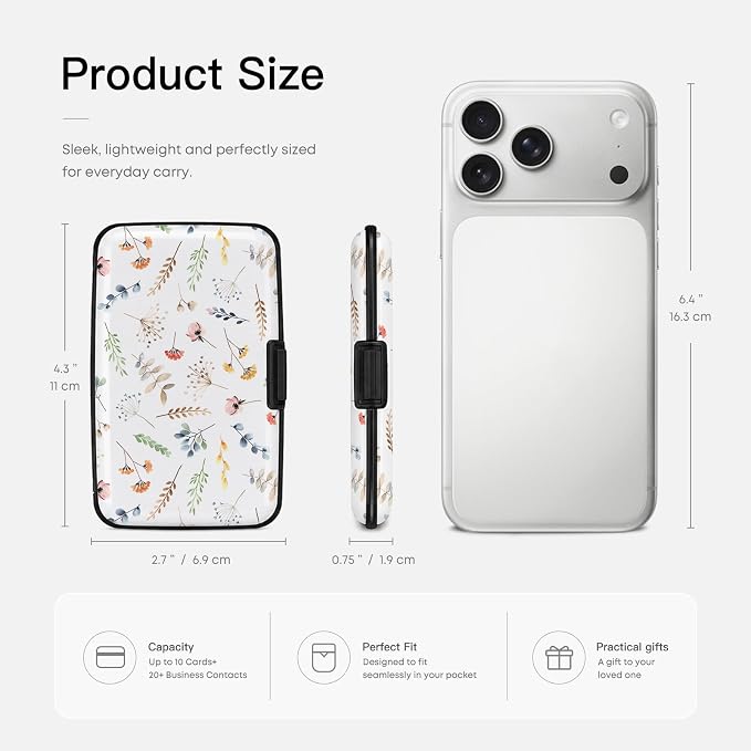Credit Card Holder RFID Aluminum card case Leaves mini Wallet Women Men | ABS Business ID Case,Hard Case Large Capacity 6 Slots, Waterproof Durable ，Secure Closure Slim Small Credit Card Protector