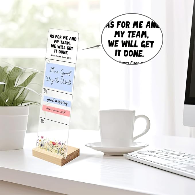 Sticky Notes Monitor Memo Board with Removable Wooden Base We Will Get It Done Inspirational Quote Message Board Portable Sticky Note Holder with 200 Sheets Sticky Notes Teamwork Office Decor Gift