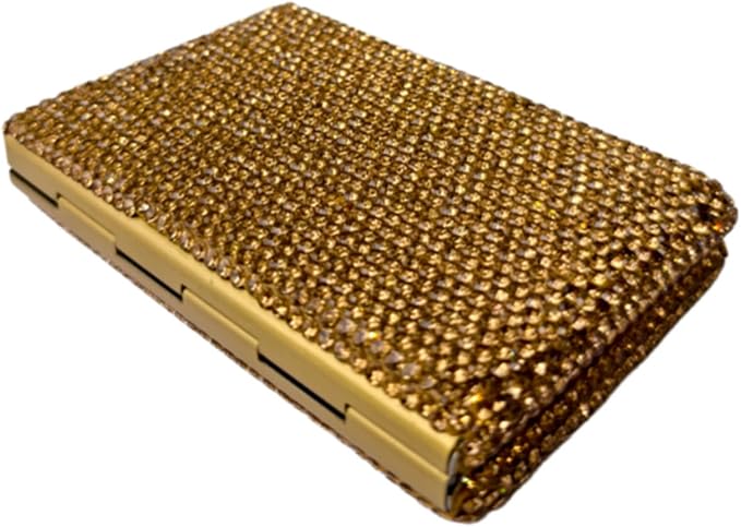1Pc Card Wallet Card Case Bling Bling Business Card Holder,Gold | Fashion,Crystal and Aluminum,Unisex-Adults,Compact Purse,Rhinestone