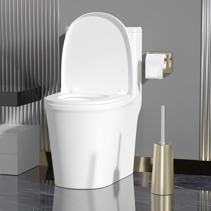 2 Pack Toilet Brush and Holder Set for Bathroom, Champagne Gold | Plastic Toilet Bowl Brush with 304 Stainless Steel Long Handle