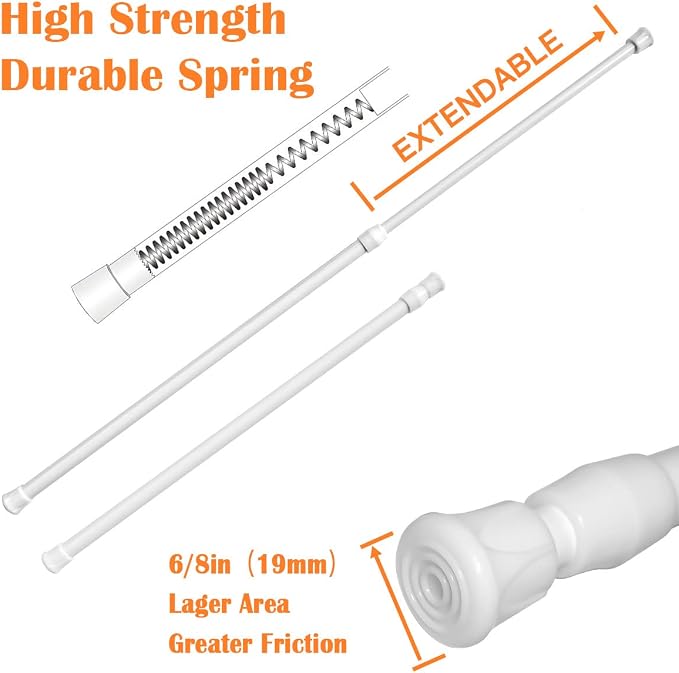 KXLife 2 Pack Spring Tension Curtain Rod for Window 28 to 48 Inch, White | Adjustable Expandable Small Curtain Tension Rods No Drill for Kitchen, Bathroom, Doorway, Cupboard