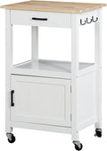 Nova Microdermabrasion Kitchen Island Cart on Wheels, Rolling Kitchen Cart with Single Door Cabinet, Mobile Small Coffee Cart Microwave Oven Cart Serving Cart for Dining Room, White