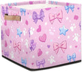 TropicalLife Paw Pink Bow Storage Cube, 13 Inch Fabric Cube Storage Organizer Bin for Shelves Clothes, Decorative Foldable Storage Boxes