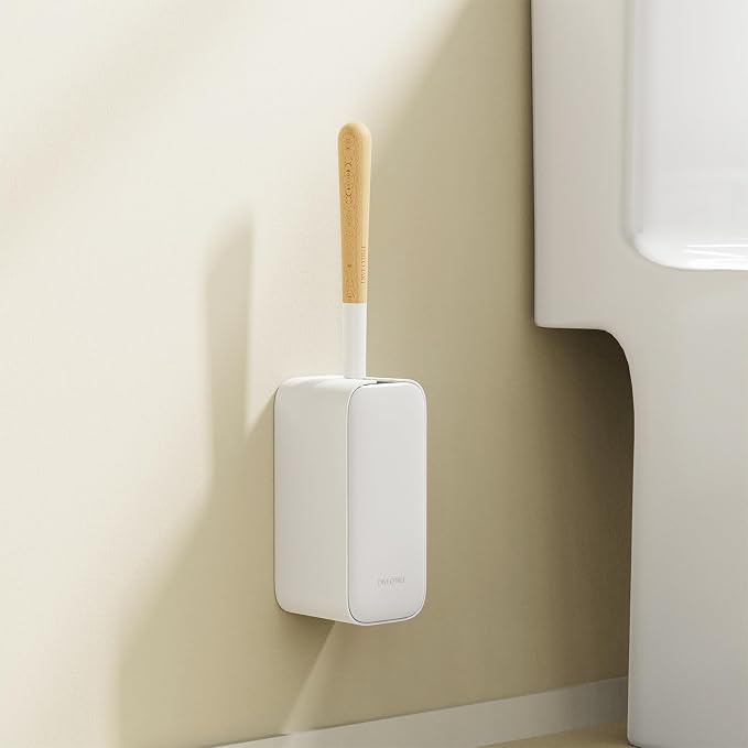 Toilet Cleaner Brush, Diveotree Toilet Brush and Holder for Dead Corner Cleaning, Wall Mounted Toilet Bowl Brush for Bathroom Decor, Toilet Scrubber Brush for Home/Hotel (White, Square-1pack)