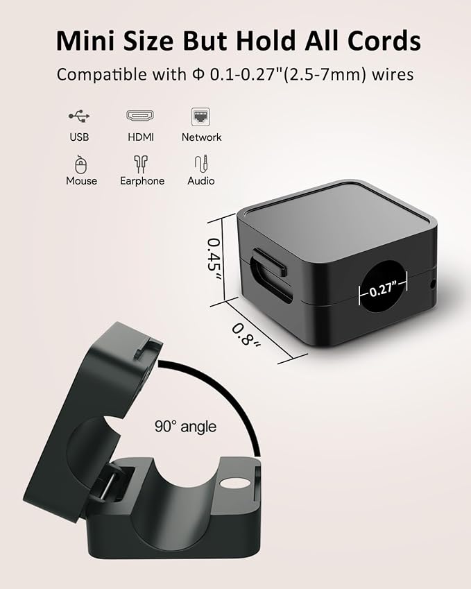 16-Pack Cable Organizers, Magnetic Cable Clips, Cable Holders Black | Desktop Cable Organizer, Magnetic Cable Holder – Suitable for Home, Office, Car and Multiple Scenarios