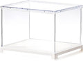 Rolife Acrylic Display Case Dust Cover for Collectibles, Dustproof Protection Showcase with White Base with Door for Mini Dollhouse, 3D Puzzles (8.8''x7.6''x6'')