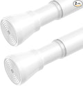 2Pack Tension Curtain Rod 28-48 Inch 7/8" Diameter, Adjustable No Drilling Rustproof White Spring Loaded Curtain Rods for Window, Doorway, Bathroom, Closet, Kitchen, Shower Stall