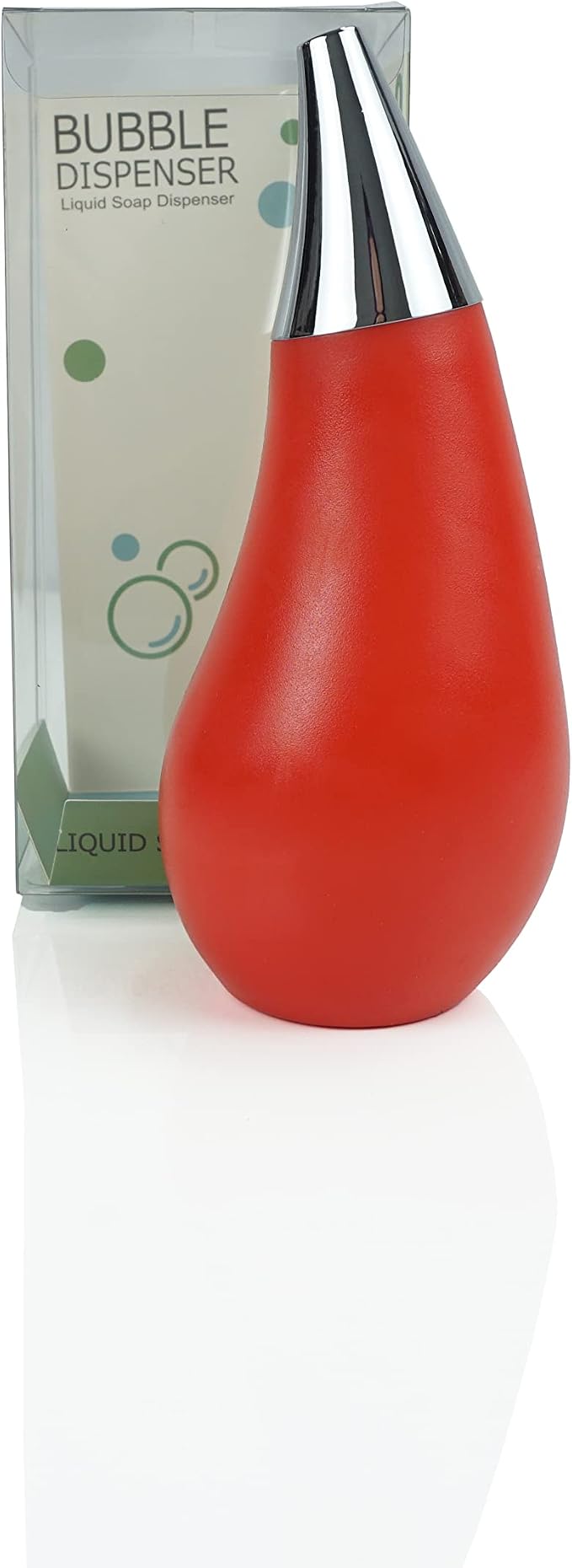 Kitchen Bathroom Counter top Squeezable Soap Dispensers Tear Drop Shape Bottle (Red, ~7oz)
