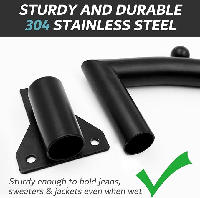 Folding Clothes Hanger Rack Swing Arm Hook Holder Clothing Hanging Garment Drying Closet Rod Storage Organizer Wall Mount Space Saving for Closet Organizer Bathroom Bedroom Laundry 2 Pack Black
