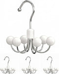 4 Pack Hoodie Hangers 360° Swivel Hooks with Wood Balls for Storage, White | Hanging Closet Hat Purse Tanktop Handbag Necklace Organizer Bra Hanger and Storage Save Space
