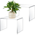 RattanView 2 Pcs 10 x 7 x 7 Inch Large Acrylic Risers Display Stands 5 mm Thick Acrylic Shelf Riser Showcase for Collectibles Jewelry Cupcakes Food Figures Perfume Cabinet (Clear)