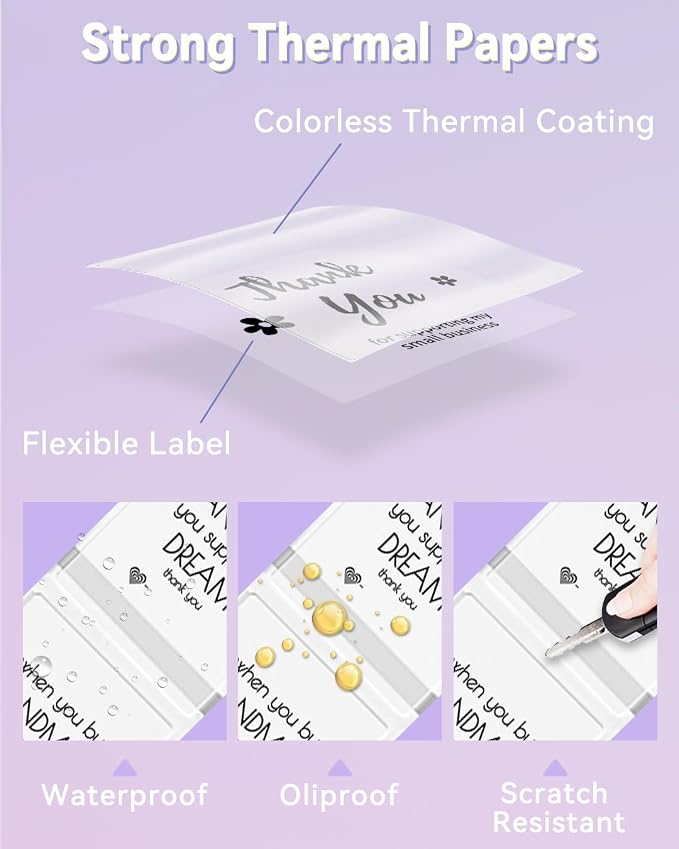 Phomemo Labels- 3 Rolls Thermal Clear Label- M110/M221/M220/M120/M200 Transparent Thermal Paper 1.57"x1.18"(40x30mm)- Sticker Label for Logo/Barcode/Stickers/Address Labels, Total of 690 PCS