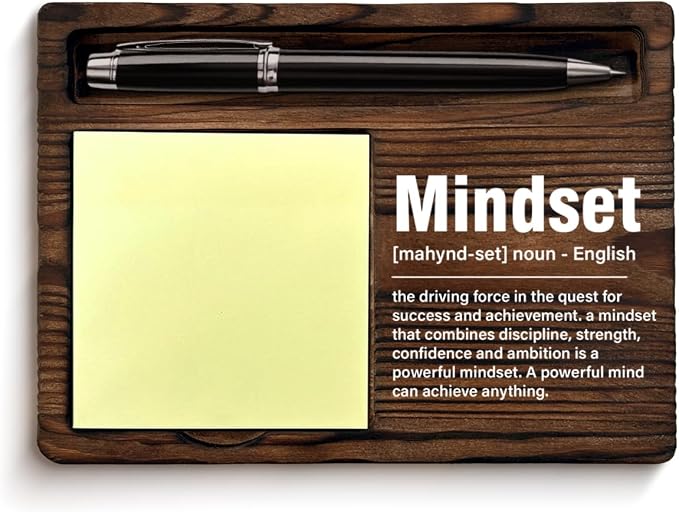 Inspirational Sticky Note Holder Positive Home Office Decor Motivational Gifts for Coworkers Employees Colleagues Mindset Definition Self-Stick Note Pad Holders