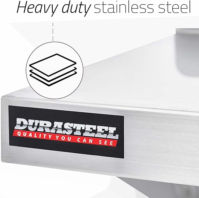 DuraSteel Stainless Steel Shelf - 36 Inch Wide x 12 Deep Commercial NSF Mounted Metal Wall Shelf Pantry Organizer Garage Storage Shelves - Rack Shelving Restaurant Kitchen Units Laundry Utility Room