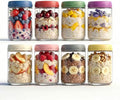 18oz 8Pack Glass Overnight Oats Jars Containers with Airtight Leakproof Lids, Reusable Mason Jars for Meal Prep, Yogurt Parfaits, Smoothies, Salads & Healthy Breakfasts(18oz-8Pack)