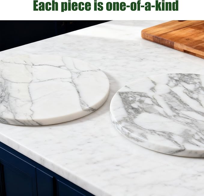 Marble Lazy Susan, 12” Lazy Susan for Table Top Detachable Turntable Organizer for Cabinet Pantry Kitchen Countertop Fridge Bathroom Makeup Vanity Countertop, Arabescato