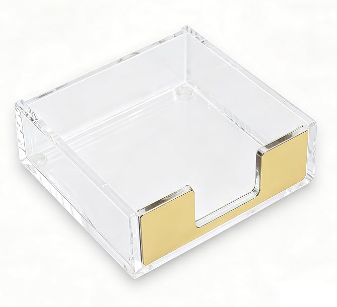 MultiBey Sticky Notes Memo Pad Holder Dispenser Clear Acrylic Gold Post Note Pad Holders Aesthetic Desk Supplies Organizer Accessories for Office Home Schools (Gold) | Post Note Pad Holders Aesthetic Desk Supplies Organizer Accessories for Office Home ...