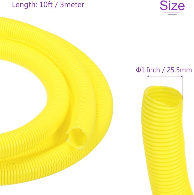DMiotech 10ft Wire Loom Split Tubing 1 Inch(25.5 Mm) ID, Cord Protectors from Pet Flexible Conduit Cable Management for Office, Home, Garden, Yellow