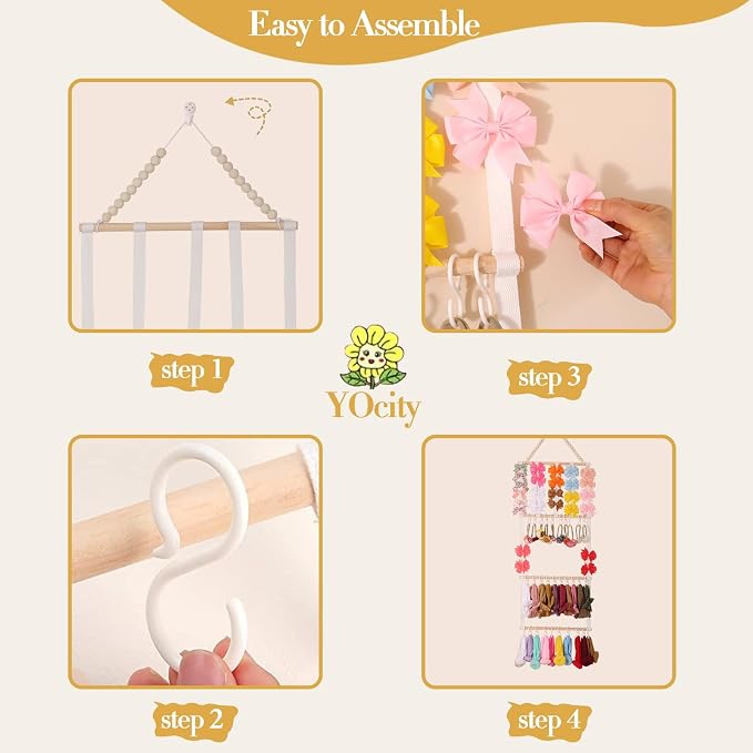 YOcity Headband Holder for Girls Baby Headband Organizer Head Bands Hair Accessories Display Organizer Wall Hanging Decor for Nursery Toddler Girl Room