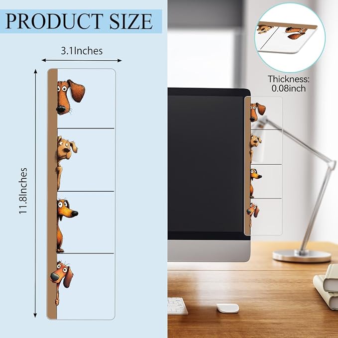 Dachshund Computer Monitor Memo Board, Sticky Note Holder, Monitor Side Note Board, Acrylic Desk Organizer with 100Pcs Notes for Office Worker Men Women, Home Desktop and Office Desk