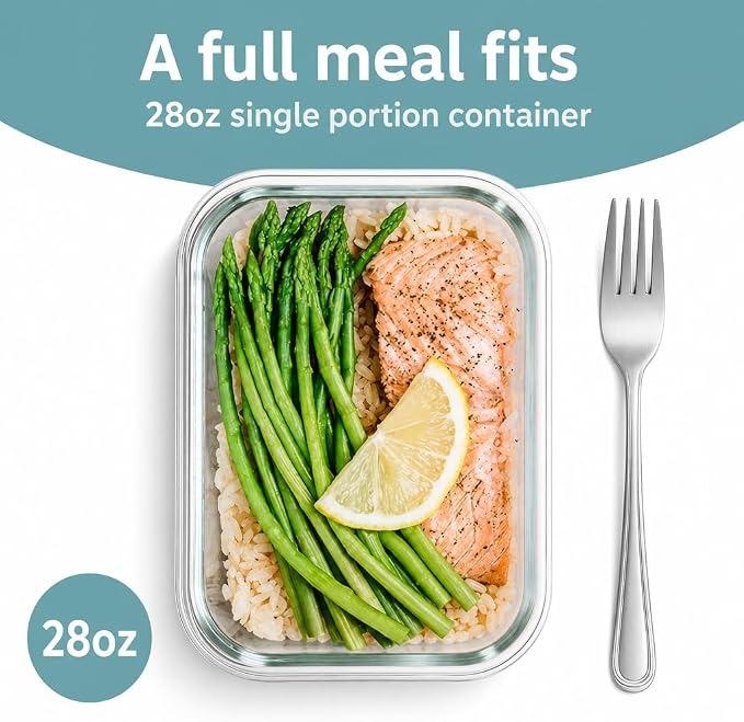 otis classic Glass Food Storage Containers With Locking Lids - Meal Prep Containers - Lunch Bento Boxes - 1 Compartment - 4pk-28oz Box Set - Transparent Lids - BPA Free and Dishwasher Safe