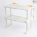 Expandable Cabinet Organizer Shelf, Adjustable Height Under Sink Storage Organizer, Shelf Riser for Kitchen, Bathroom, Wardrobe, Under Sink Counter(Beige) (2)