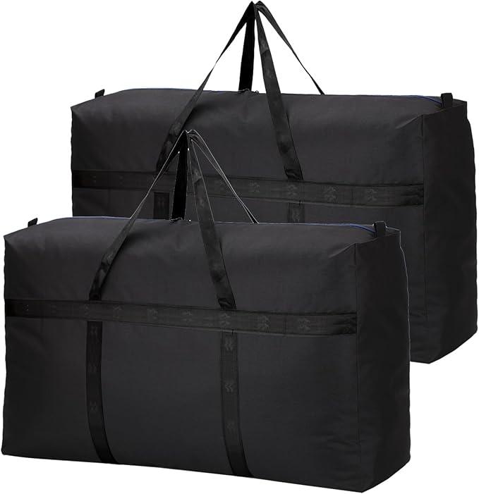 160L Extra Large Moving Bags with Strong Zippers & Carrying Handles, Storage Bags Storage Totes for Clothes, Moving Supplies, Space Saving Storage Bag Organizer for Moving, Traveling (Black-160L)