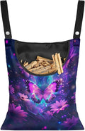 Purple Butterfly Clothes Pin Bag Flroal Clothes Pin Hanging Bag Fashion Clothespin Organizer Bag Portable Clothespin Storage with Large Opening Clothespin Storage for Small Items