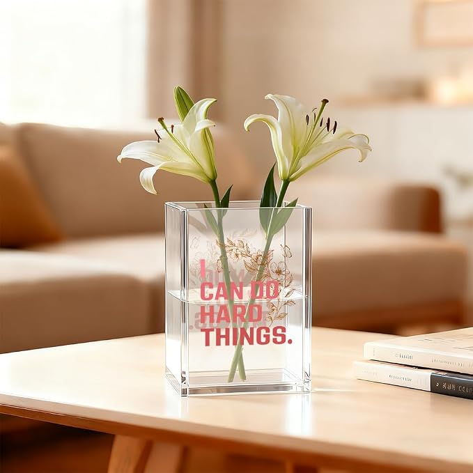 I Can Do Hard Things Pen Holder Cosmetic Organizer, Funny Floral Pen Pencil Holders for Desk, Inspirational Office Gifts Desk Accessories for Coworker Friend, Makeup Brushes Holder for Daughter