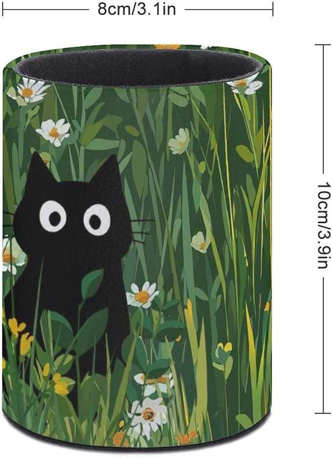 Cute Cat Pen Holder Pencil Cup for Desk Organizer | Cute Makeup Brush Holder PU Multifunctional Office Suppliesfor Decor Home Classroom School