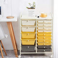Moccha 15-Drawer Rolling Storage Cart - Under Desk Storage Drawers with wheels for Craft Art Supply Paper Salon, Scrapbook Paper Tools, Mobile Utility Cart for Classroom (15 Drawers, Yellow)