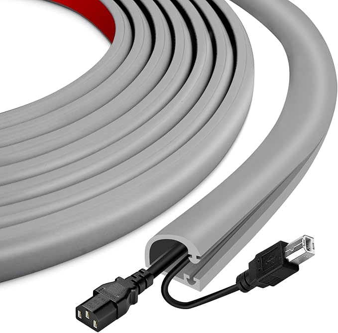 Silicone Cord Covers Wall Self-Adhesive Cord Covers for Wires on Wall Wire Hider Flexible Cable Hider with Side-Opening for Home Office TV Cable Management (0.31" W x 0.31" H x 39" L, Gray)