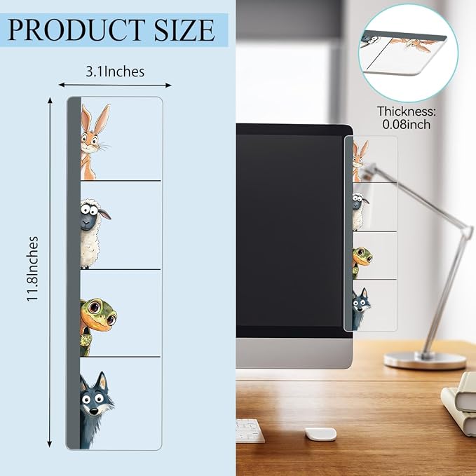 Computer Monitor Memo Board, Sticky Note Holder, Monitor Side Note Board, Acrylic Desk Organizer with 100Pcs Notes for Office Worker Men Women, Home Desktop and Office Desk, Gifts for Animal Lovers