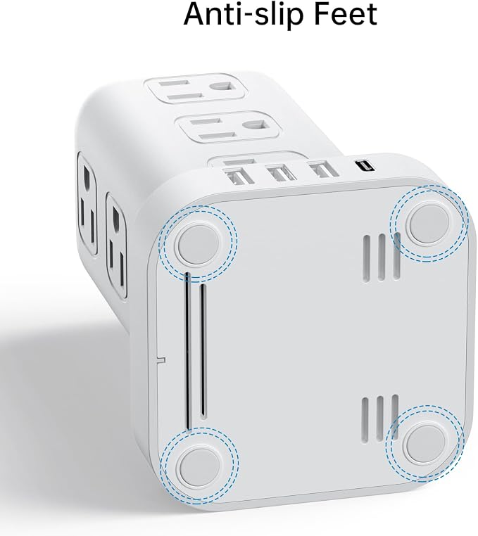 Tower Surge Protector Power Strip with 12 Outlets 4 USB (1 USB C), 6.5Feet Extension Cord with Multiple Outlets, Charging Station, Power Strip Tower, Office Desk Supplies (2 Pack)