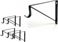 QCAA Heavy Duty Non-Adjustable Shelf Rod Bracket, 12.6" x 10.5", Powder Coated Black, Made in Taiwan, 6 Pack