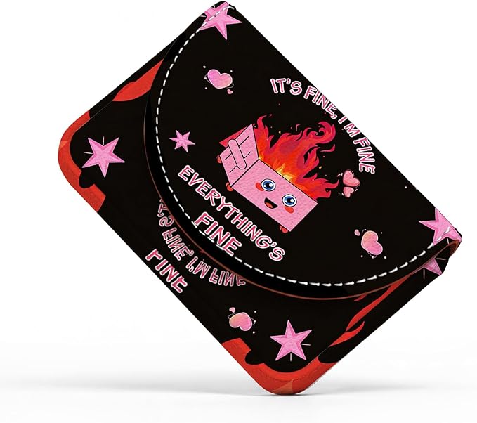 Business Card Holder，PU Leather Business Card Case Wallet Dumpster Fire | Pocket Travel Name Card Case for Men and Women Gift，Portable Magnetic Business Card Carrier for Purse