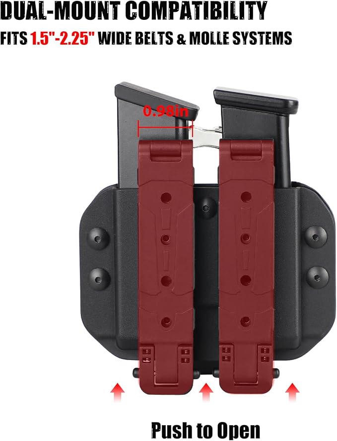 Kydex Handcuff Magazine Combo Holster, Fits 9mm .40 .45 Mags, Belt MOLLE | Compatible with S&W Model 100/ASP/Peerless chained handcuffs; 2-in-1 design saves belt space with secure gear organization