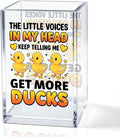 The Little Voices In My Head Acrylic Pencil Holder Cup, Ducks Lover Gifts for Women, Funny Rubber Duck Desk Organizer and Accessories for Coworker Girls Students Friends, Pen & Bookmark Holder