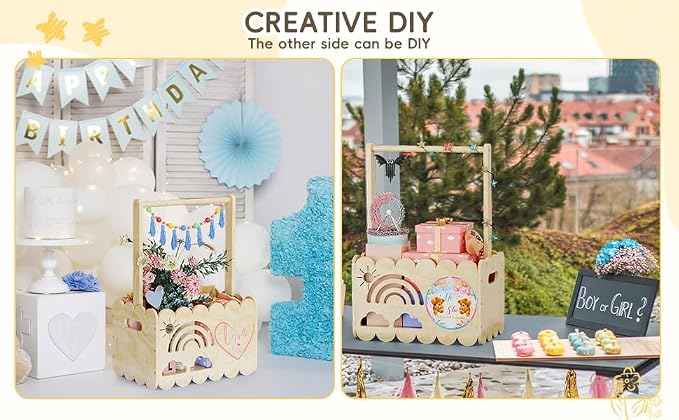 Wooden Baby Shower Crate Closet, Wooden Baby Shower Crate Closet, Boys and Girls for Baby shower wooden basket Gifts, Welcome Baby Gifts, Suitable for Pregnancy Glfts for New Parent