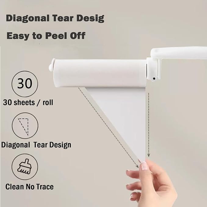 Mini Travel Lint Roller with 150 Sticky Sheets, Compact Portable Pet Hair Remover with Cover for Clothes, Travel, Small Foldable Lint Roller for Purse Car Bag Essentials (White)