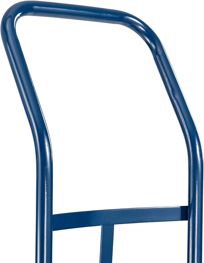 Global Industrial General Purpose Steel Hand Truck with Curved Handle & Stair Climbers, 10" Diameter Pneumatic Wheels, 14" W x 10" L Noseplate, 600 Lb. Capacity