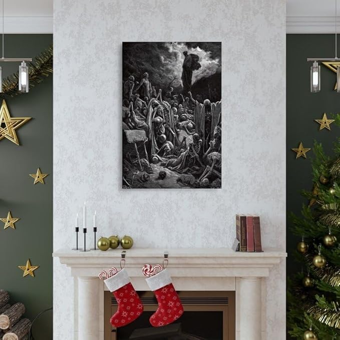 Gustave Dore The Vision Of The Valley Of Dry Bones Prints Wall Art Paintings Poster Canvas Wall Art Picture Prints Hanging Photo Gift Idea Decor Homes Artworks 24x36inch(60x90cm)