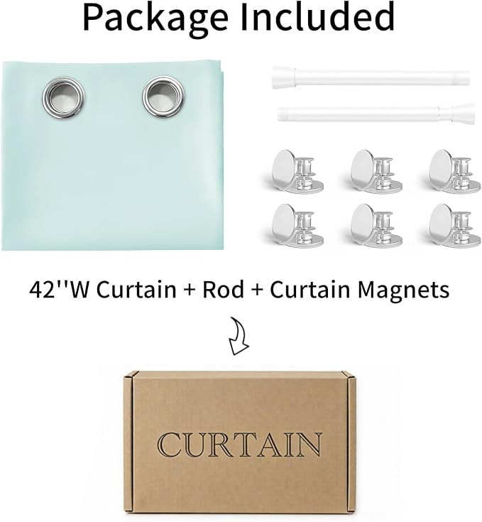 Vatge Closet Curtain for Open Closet, Blue Doorway Curtains with Rod and Magnetic Closure, 80 Inch Drape for Room Divider/Laundry Door/Kitchen Door, 1 Panel, W42 x L80, Aqua