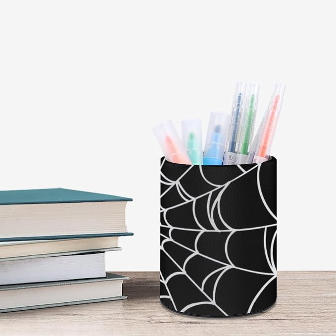 Spider Web Pen Holder Pencil Cup for Desk Organizer | Cute Makeup Brush Holder PU Multifunctional Office Suppliesfor Decor Home Classroom School