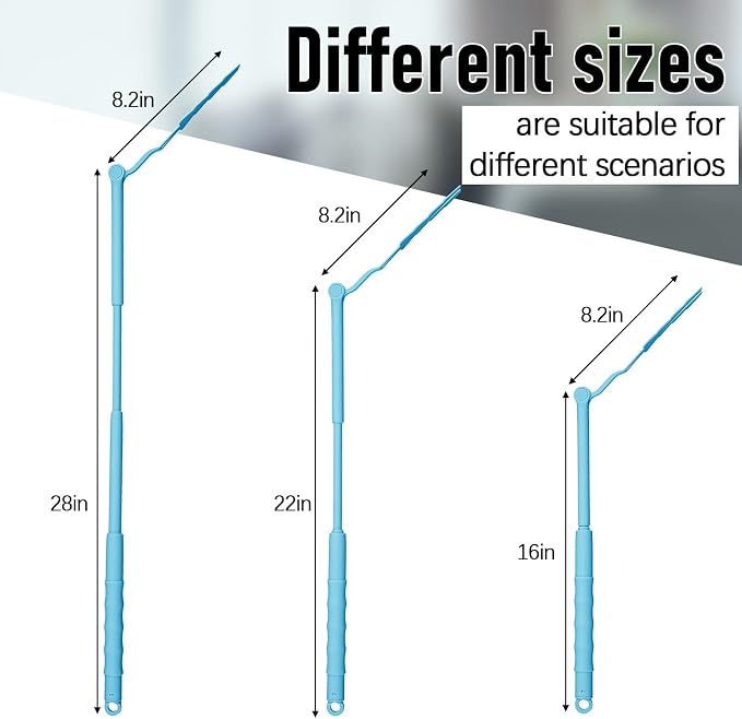 Colingmill 4 Pcs 3 ft Replacement Handles Compatible with Duster Refills, Long Extended Handle Only, Adjustable Length for Ceiling Fans, Blinds, Shelves, Windows, Foldable & Extendable (Sky Blue)
