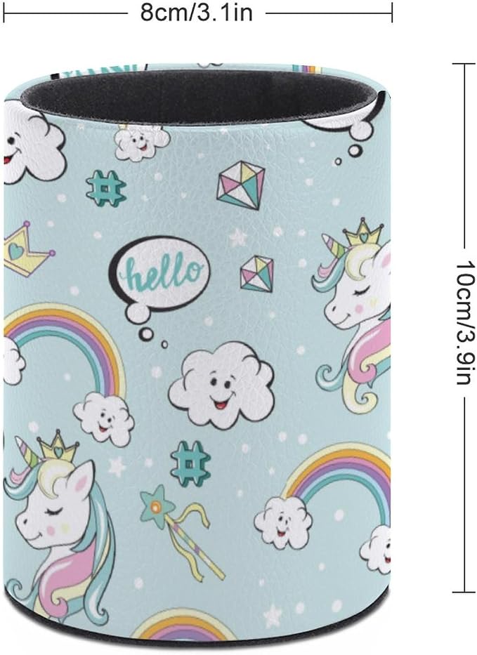 Unicorn Pen Holder Pencil Cup for Desk Organizer | Cute Makeup Brush Holder PU Multifunctional Office Suppliesfor Decor Home Classroom School