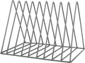 EASEPRES Vinyl Record Holder Storage, 9 Slot Metal Magazine Book Album Display Rack, Stylish Triangle Desktop File Sorter Organizer for Home Office, Grey