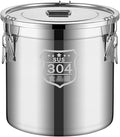 Stockpots 304 Stainless Steel Sealed Storage Bucket with Lid, Double Seal, Commercial Large-Capacity, Moisture-Proof,Leak-Proof (Size : 50cm50cm(98L)) ()