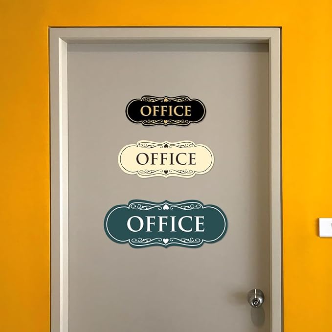 All Quality Designer Office Sign | Easy Installation - Red - Large (5 Pack)