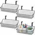 LeleCAT Cabinet Door Organizer Basket with hook Grid Storage Basket, Hang it behind a door or on a railing,BLack,4 Pack